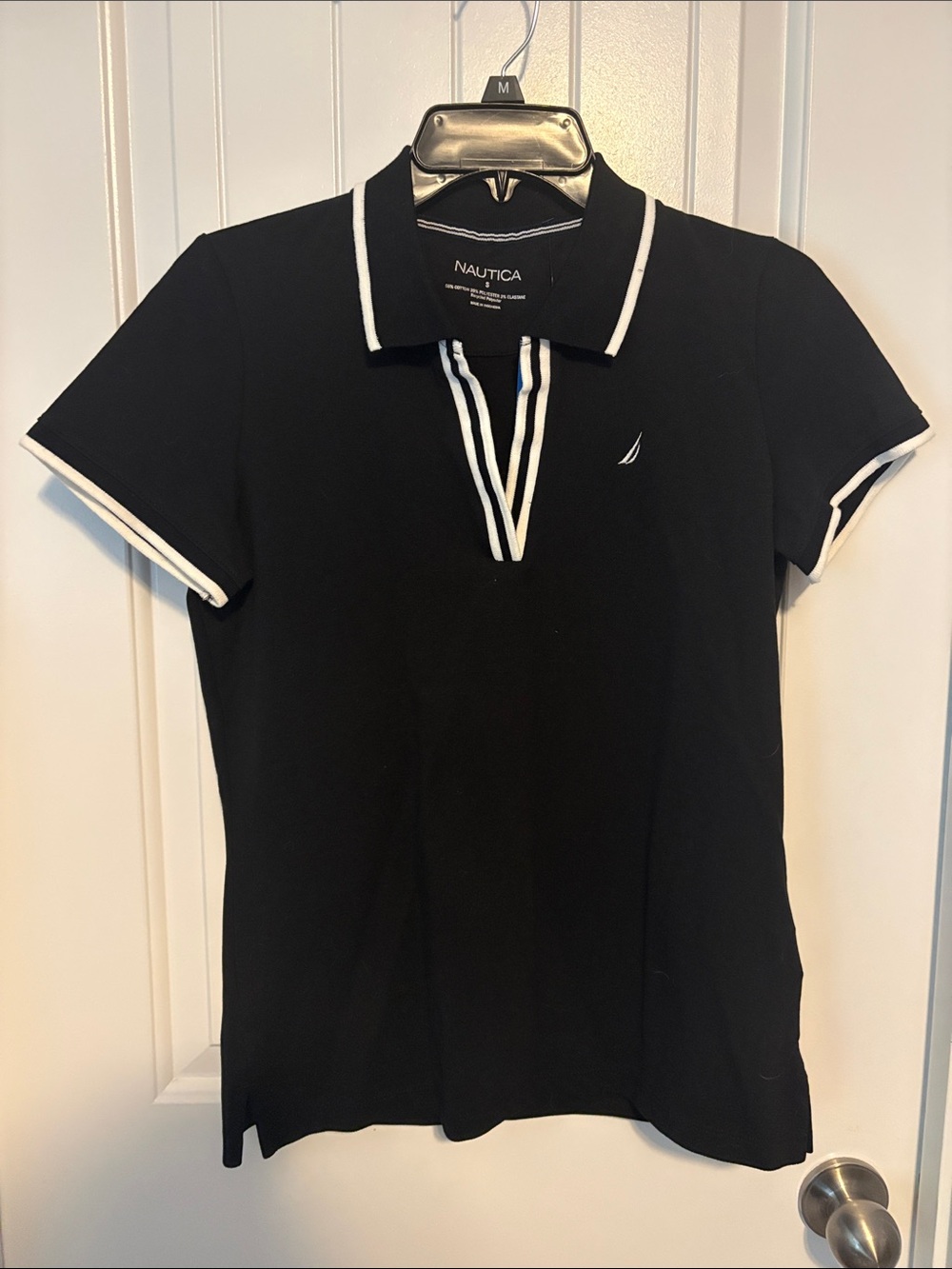 Nautica Black Polo with White Trim